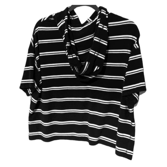 Calvin Klein Performance Black & White Stripe Hooded Top Small - Picture 3 of 6